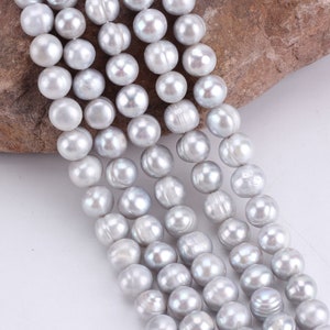 8-9 mm Silberfarbe Süßwasser Kartoffel Perlen, natürliche unregelmäßige Süßwasserperlen, DIY Schmuck, Geschenk für Freunde, Großhandel Perlen --- BHY005-24