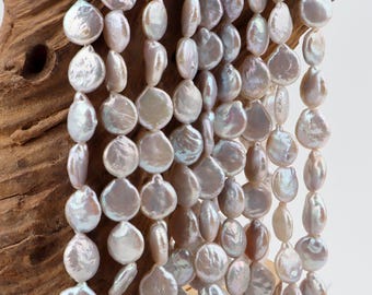 AAA10-11mmWhite Button Pearl Beads,Natural Irregular, Genuine Loose Freshwater Pearls, Wholesale Beads, DIY Jewelry Makings--NK001-25