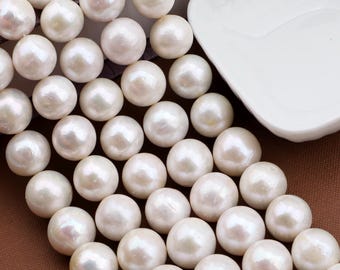 14-16mm White Freshwater Pearls,Nearly Round beads,Natural Irregular Shape Pearls,DIY Jewelry Making, Wholesale Loose Bead strand-ADS0029