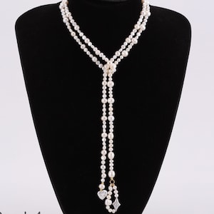 45 inches/Natural Pearl Necklace, Extra Long Layed Pearl Necklace, Genuine Freshwater Pearl Necklace, Bridal Jewelry, Perfect Gift For Her