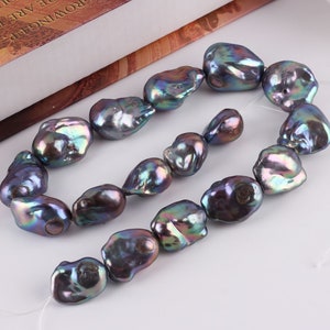 19-20x25mm Black Baroque Pearl Beads, Large Freshwater Cultured  Fireballs Pearls, Beautiful Pearls, Perfect Gift For Her, 16inches-YHZ003-4