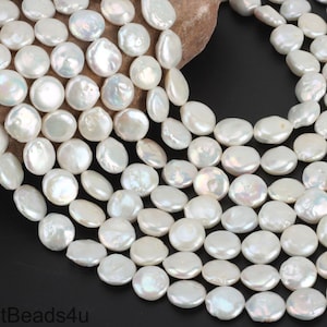 Good Quality Natural White Coin Pearls, Flat Coin Freshwater Pearls,Pearl Jewelry Supplies,DIY ,Wholesale Loose Pearls/14x15mm--NK001-12