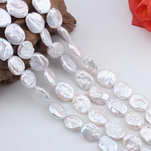 14-16x18-19mm Natural Freshwater Coin Pearls,Button Pearls,Flat Pearl,Wholesale Necklace Earrings, Beading Supplies-21pcs--NK001-5mm