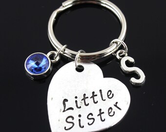 Llavero de hermana, regalos para hermanas, dije de hermanita, llavero de corazón, llavero de hermana, llavero con dije, regalo para hermana, regalo para ella, regalo de Navidad