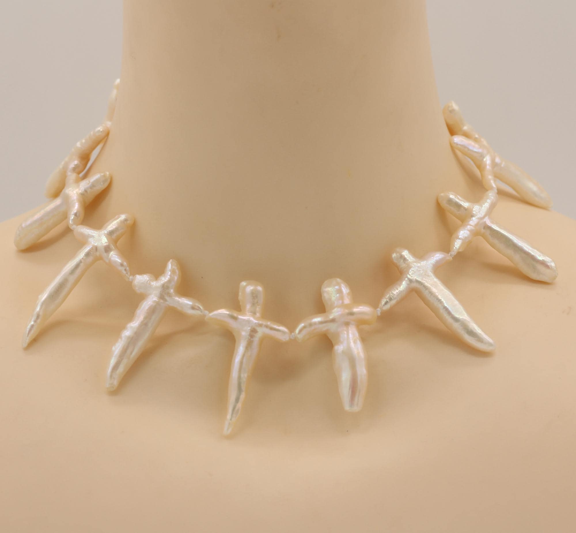 【ReinSein】Cross layered fresh water pearl ネックレス ReinSein】Cross layered fresh water pearl ネックレス