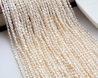 3-4mm Natural White Rice Pearls,Natural Freshwater Pearls,Loose Beading Supplies,for Jewelry Making,Wholesale Pearl Supplies-XDZ0010