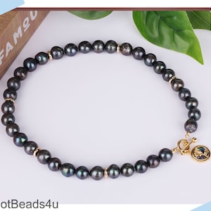 Gorgeous Baroque Pearl Necklace,Peacock Black Pearl Necklace,Round Freshwater Pearl Choker Necklace,Bridesmaids Bride Necklace,Gifts for Her