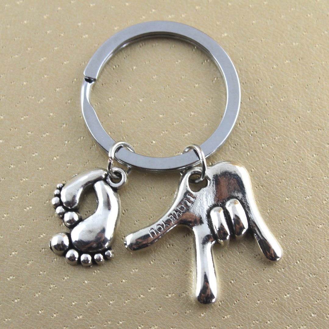 Baby Feet Penny Keychain,love Sign Charm, Daddy's Keychain, Father's ...