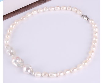 Collana Perle Barocche Naturali Fai Da Te – Lunga 36 Cm, 35 Perle 9-10 Mm