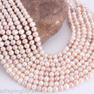 8-9mm White/Pink/Purple Mixed Color Freshwater Pearl beads, Irregularly Nearly Round Pearls, Pearl Beads for DIY Jewelry Making----BHY005-22