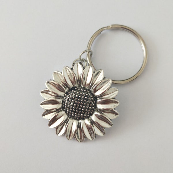 Porte-clés tournesol, porte-clés Sliver, porte-clés fleurs, porte-clés Encourage, cadeau pour elle, cadeau d’anniversaire, cadeau de jardin