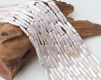High Luster White Biwa Pearl Beads, 5-5.5 X20-22mm,15 Inch Strand