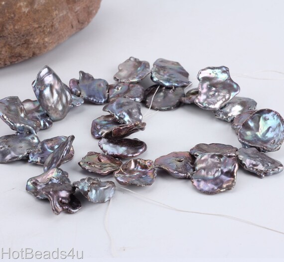 18-22x23-28mm Good Quality Peacock Black Dazzling Keshi