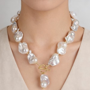 Elegant White Baroque Pearl Necklace,Bracelet,Earrings,Flat Golden Spacer Beads Necklace,Baroque Pearl Pendent,Wedding Jewelry-YH2002-11 New