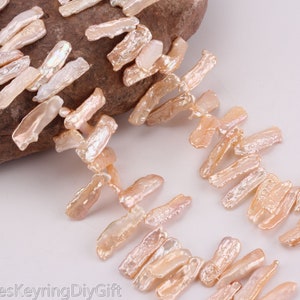 Natural Pink Biwa Stick Freshwater Pearls, Loose Biwa Pearls, Pearl Supplies, Handmade Jewelry Making, Wholesale Pearls/8-9x20-25mm--PB004-1