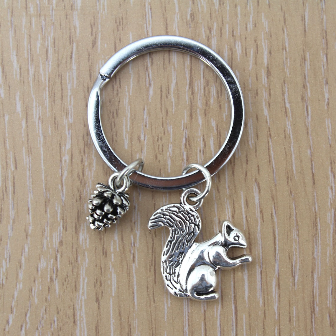 Squirrel Keyring Hand Stamped Keyring Initial Keychain Etsy