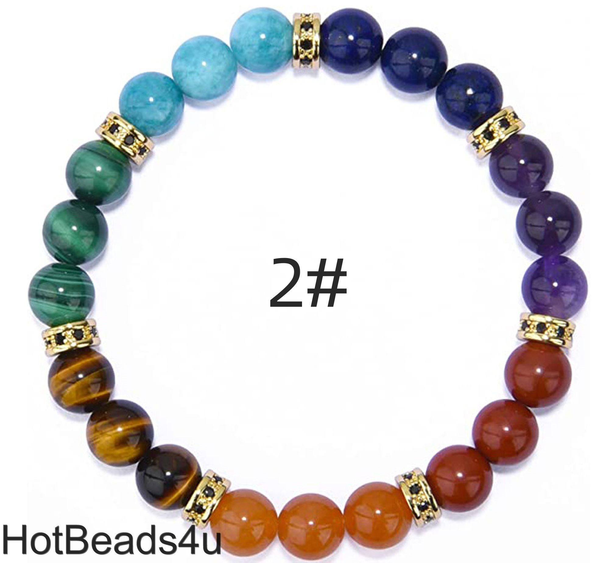 ブレスレット SK8ER ROCK Eight Ball Wood Stone Beads Bracelet 001 8mm Natural Stone Beaded Bracelet, Colorful Volcanic Tiger