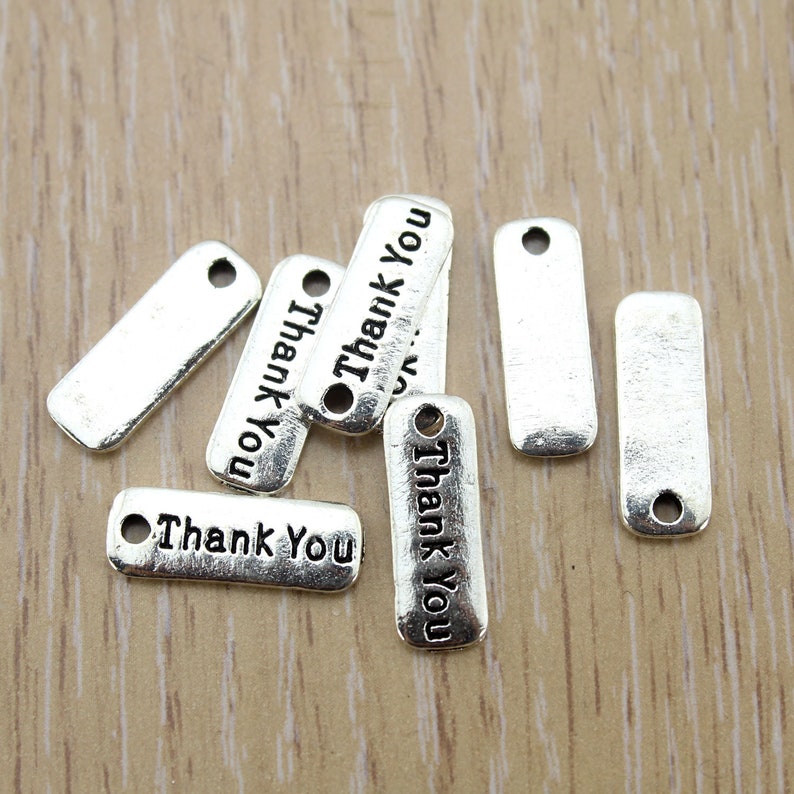 10pcs Thank you charm word charm,Antique silver charm