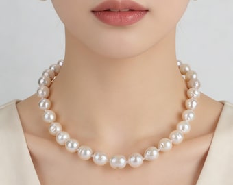 Baroque Pearl Necklace: Elegant White Freshwater Bridal Jewelry
