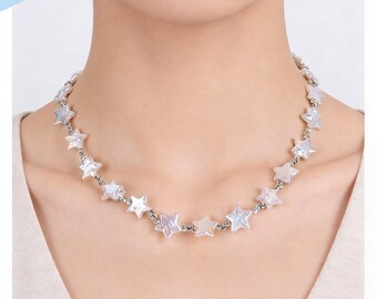 Star Shape Pearl Necklace, Rare Natural White Freshwater Pearl Necklace, Star Choker, Natural Pearl Necklace, Gift for Her, Bridesmaids Gift