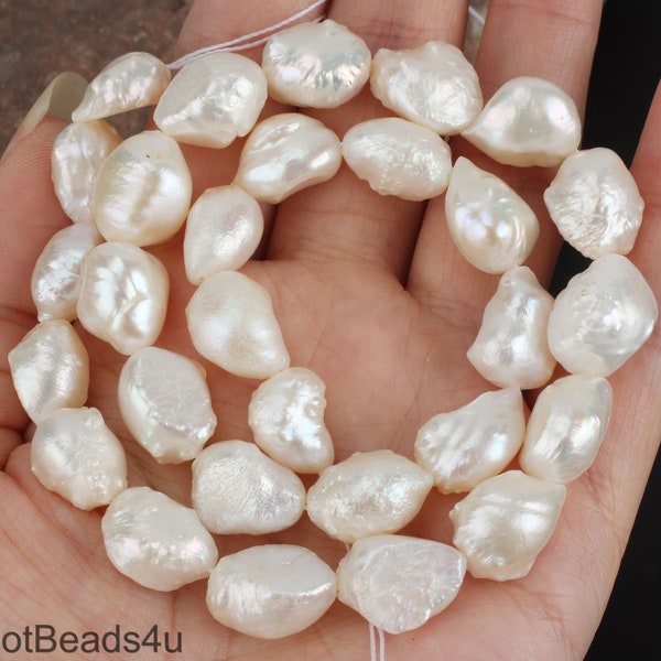 White Irregular Nugget Pearls, Reborn Pearls, Natural Freshwater Pearls, Full Strand, Bulk Pearl Supplies, Wedding Jewelry---10-12mm/LN002-1
