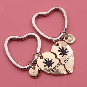 Rose glod Best Buds Keychain,Broken Heart Keychains, Best Friend Keychains,Initial keychain,Friendship keychain,Bff keychain