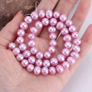 Lavender Purple Potato Freshwater Pearls, Nearly Round beads, Wedding Pearls, Loose Pearl Strand, DIY Jewelry Making, Wholesale Beads