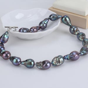 Handmade Peacock Black Baroque Pearl Necklace,Natural  Pearl Necklace,Freshwater Pearl Necklace for Women,Gift for Mom/Mother