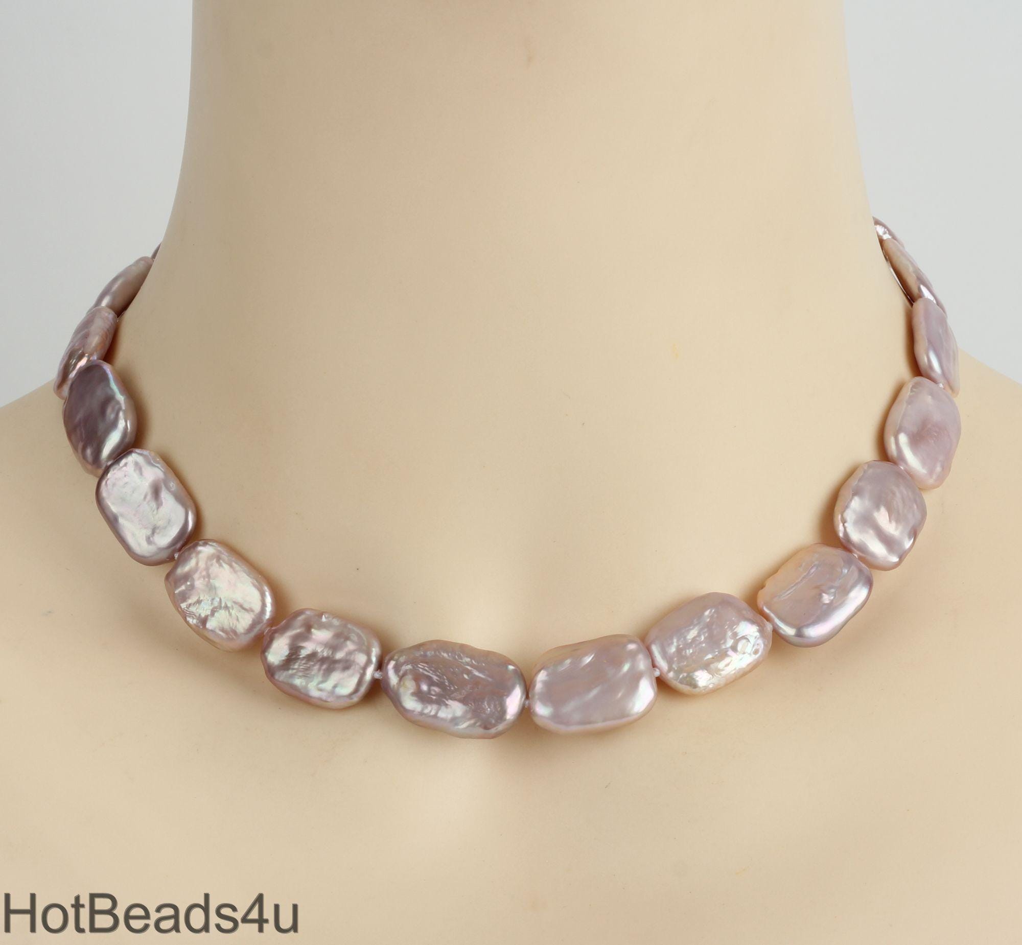 Natural Purple Rectangle Coin Pearl Necklace,genuine