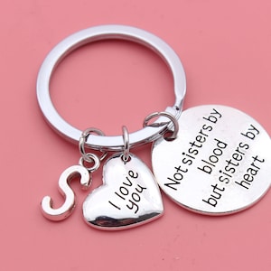 Not Sisters By Blood But Sisters By Heart keychain.Best Friends Keychain Personalized Keychain.Sisters by Heart Gift for Friend Sister