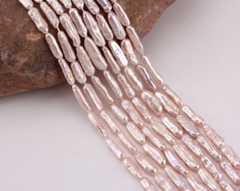 4-5×15-17mm Good Quality Pink Biwa Stick Pearl Beads,Natural Irregular, Genuine Loose Freshwater Pearls, Wholesale Beads-15.5inches--PB006-5
