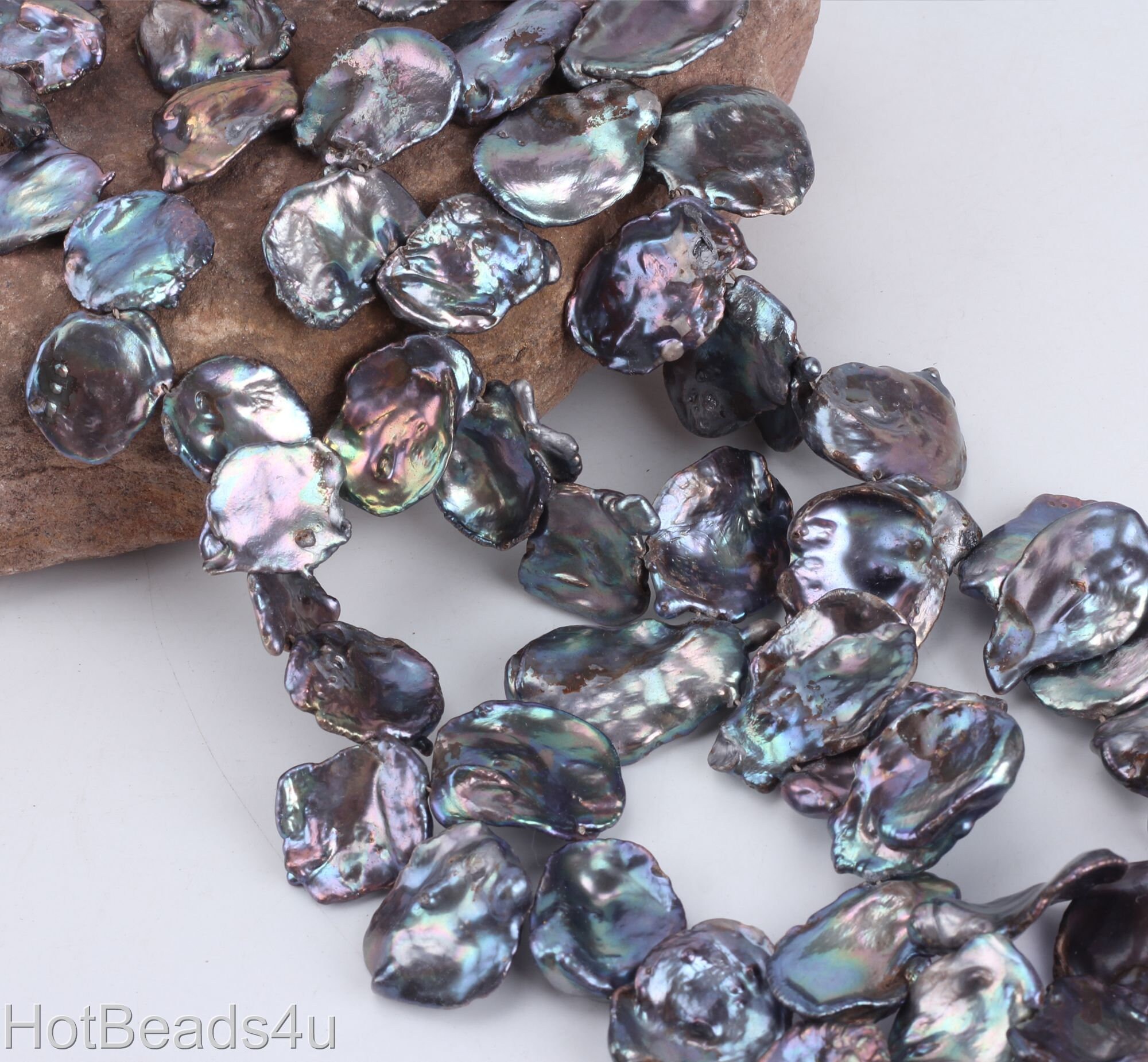 【人気ショップが最安値挑戦！】 18-22x23-28mm Good Quality Peacock Black Dazzling Keshi その他