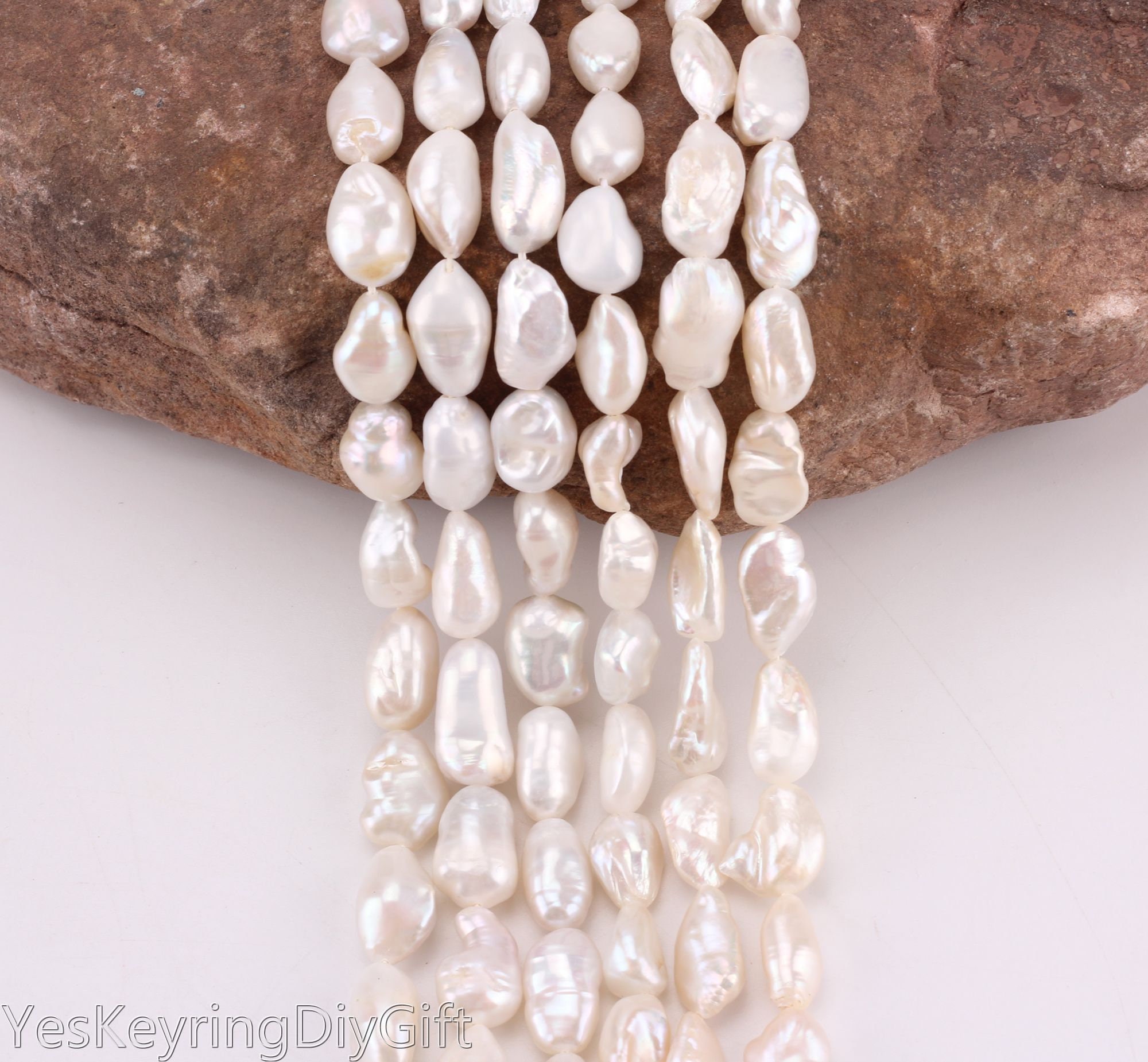 Irregular Round Oval Pearl Bead / Faux Pearl / ABS Fake Pearl (20pcs / 10mm  x 11mm / Cream White / with HOLE) Necklace Bracelet PES79