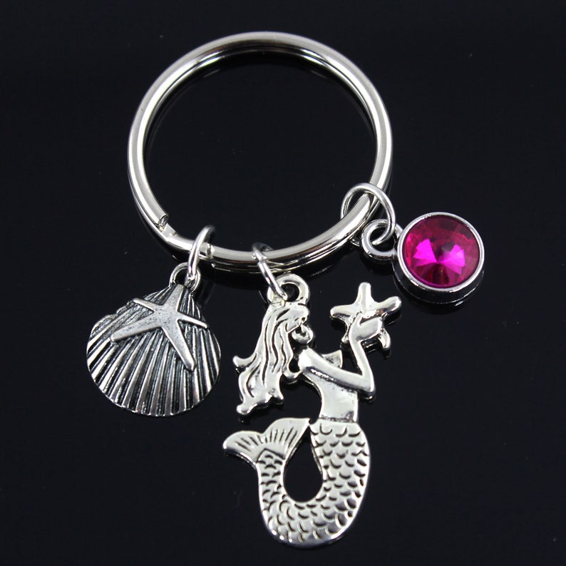 shell keychain mermaid keychain birthstone gift beach gift Ocean keychain beach key chain mermaid gift beach keychain mermaid lover