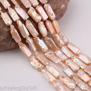 Large Pink Biwa Stick Pearls,Natural Pink Irregular Pearls,Genuine Freshwater Pearls,Loose Beading Supplies/8-10x20-25mm--14pcs--PB005-1