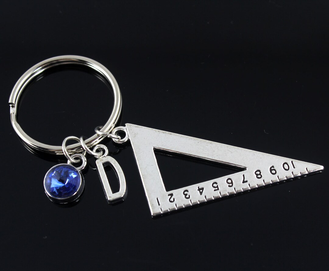 Ruler Keychaininitial Keychian maths Teacher Gift Etsy