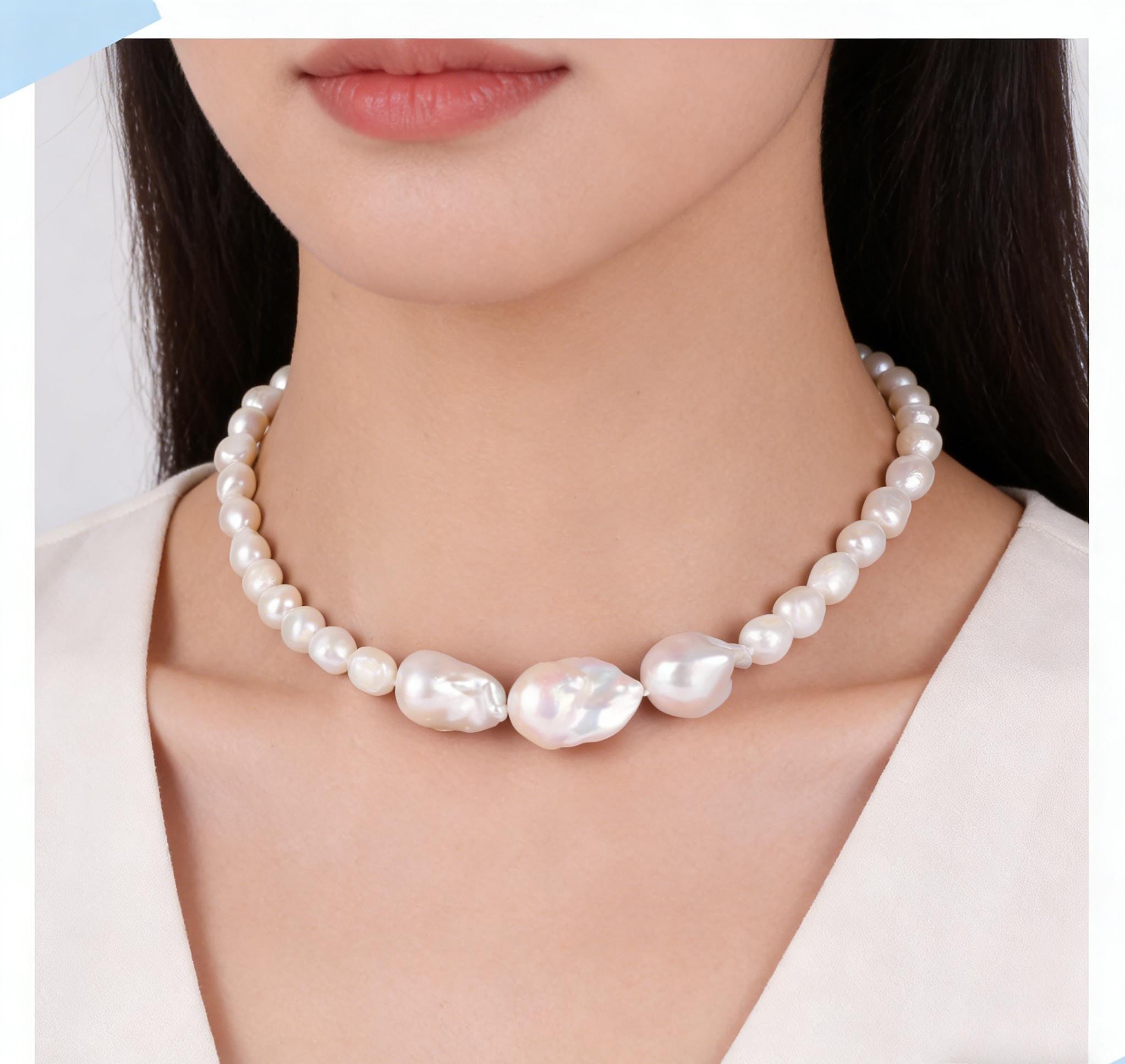 Collane di perle barocche Australiane | perle bianche argentate