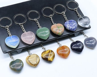 Natural Stone Geometry Cube Crystal Key Chain Key Ring Fengshui Jewelry Gifts 