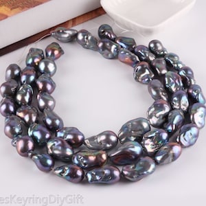 Black Baroque Dazzle Freshwater Pearls, Natural Nucleated Pearls, Mother Day Pearl Gift, Wholesale Pearls, 15.5inches-18-19x23-25mm/YHZ003-5