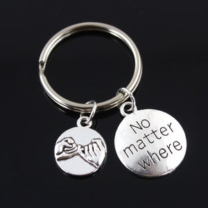 Long Distance Friend Keychain, Moving Away Gifts, No Matter Where Keychain, Long Distance Gifts,Silver key ring,Gift For Her/Him