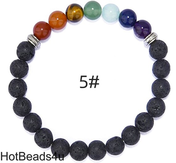 ブレスレット SK8ER ROCK Eight Ball Wood Stone Beads Bracelet 001 Volcanic Stone Bracelet for Men Lava Wooden 8mm Beads