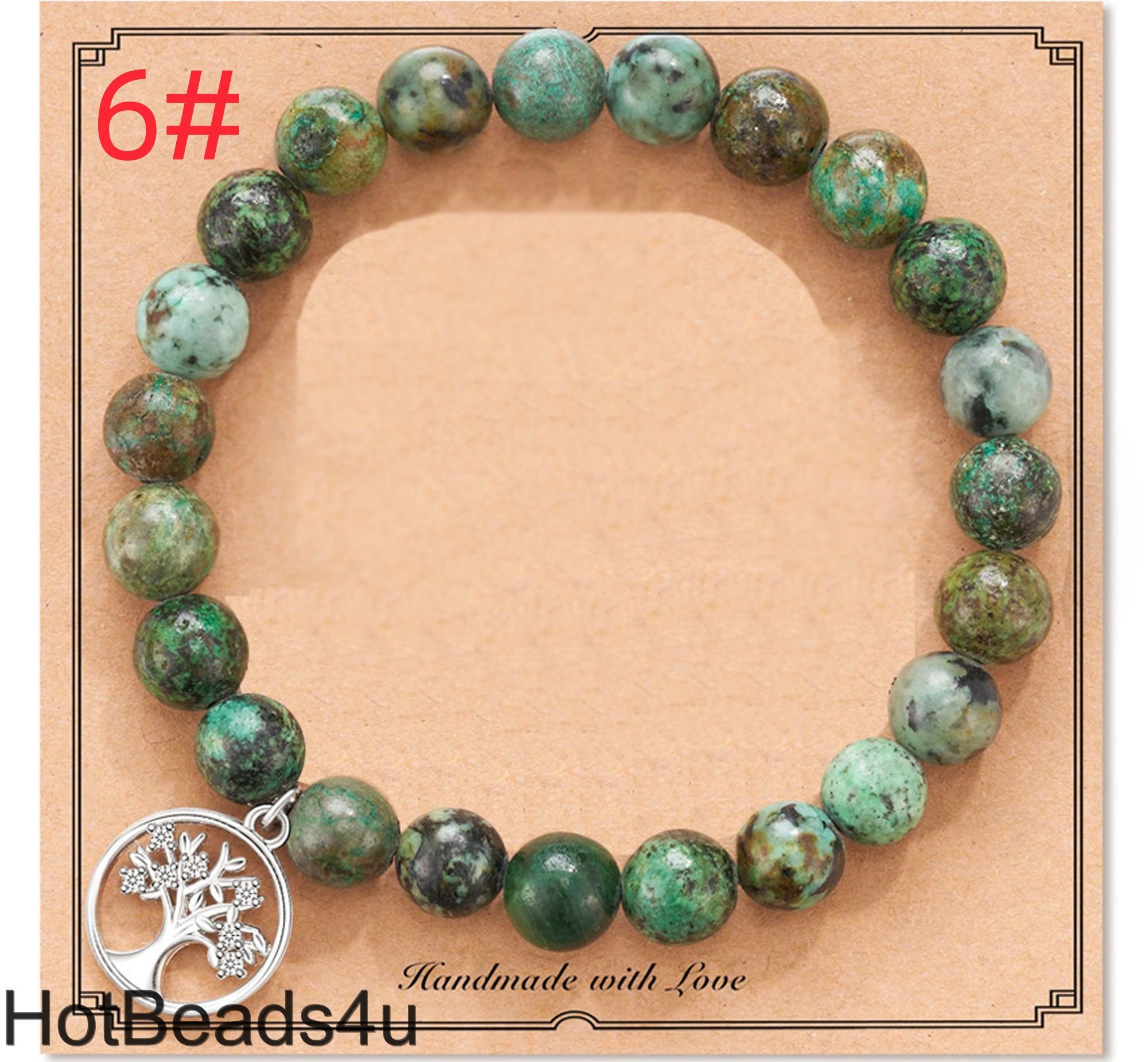 Pink Zebra Stone Bracelet With Tree of Life Charm - Etsy