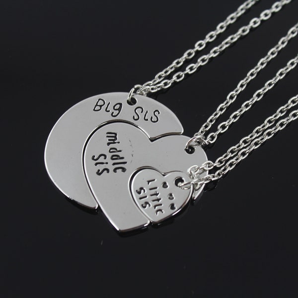 Silver Chain  Necklace, Gift For Big Sis/Middle Sis/ Little Sis, Family Gift Necklace, Gift For Sister,Gift For Her