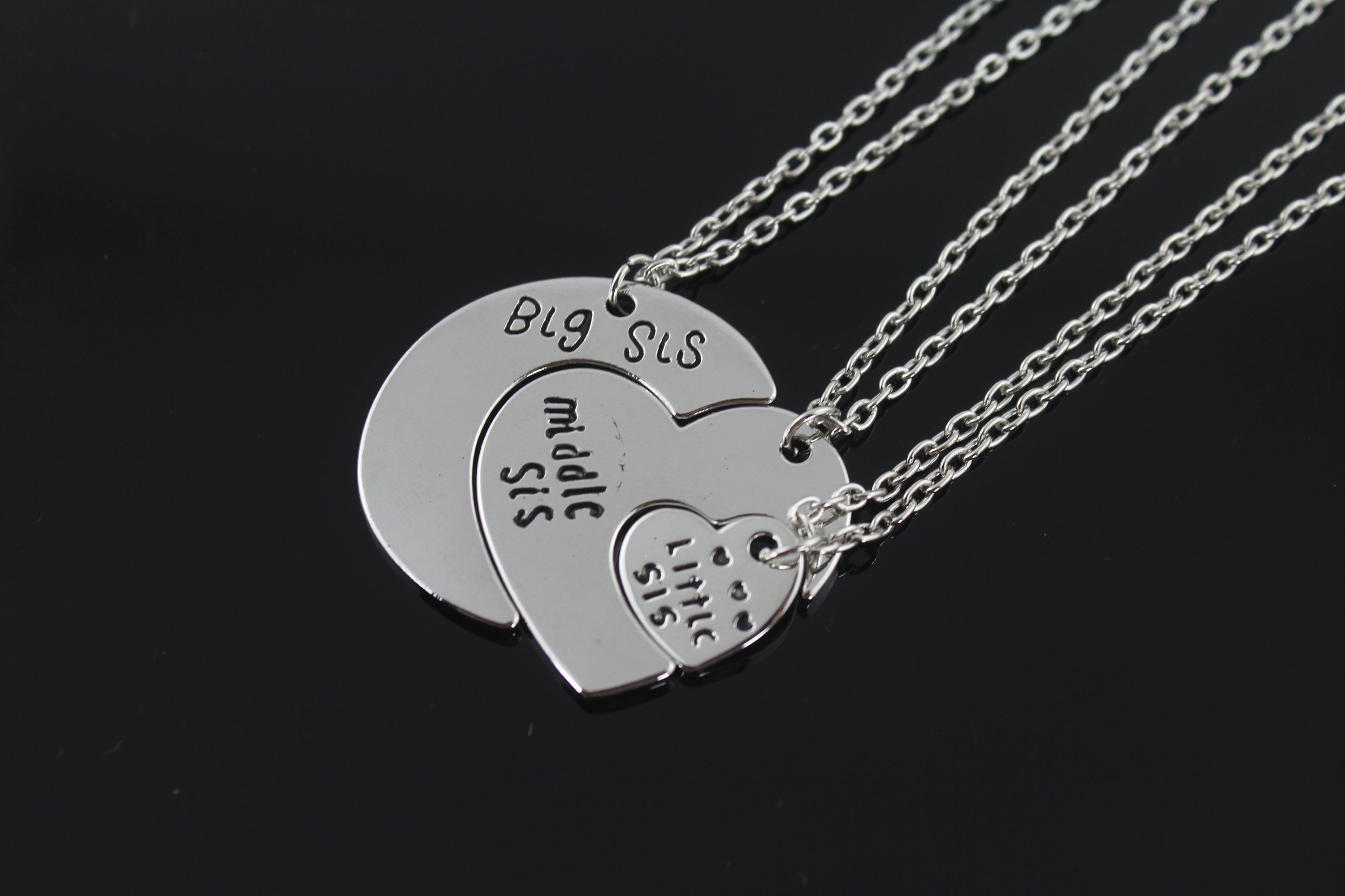 Big sister middle sister little sister online sterling silver necklace