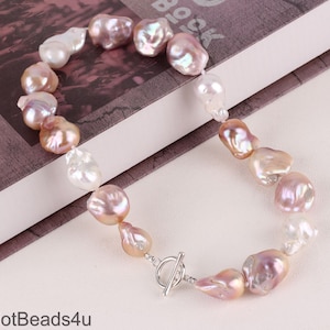 13-18X20-23mm Large Baroque Pearl Necklace,Flameball Pearl Necklace,Natural Color Fireball Pearl Necklace,Genuine Freshwater Pearl Necklace