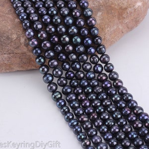 8-9 mm Pfau schwarze Süßwasserperlen, natürliche unregelmäßige Süßwasserperlen, DIY Schmuckherstellung, Geschenk für Freund, Großhandel Perlen --- BHY005-25