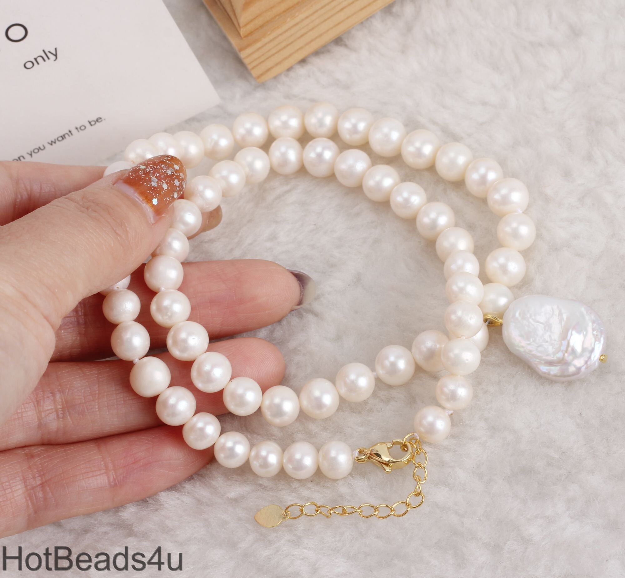 Pearl Necklace Freshwater Cultured White Gold State Jewelers