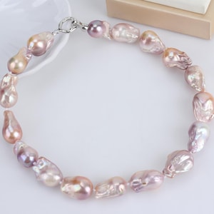 Natural Baroque Pearls Necklace,Elegant Mixed Color Pearl Necklace,Real Freshwater Pearl Necklace,Handmade Necklace,Gift For Mom/Her/Wife