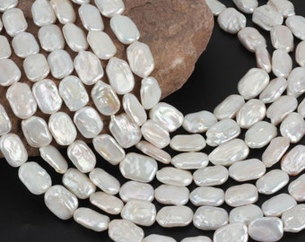 13-14x20-21mm White Nearly Square Freshwater Pearl Beads,Good Luster Flat Pearl Beads,Loose Beads, Full Strand,Jewelry Making--/YX001-4