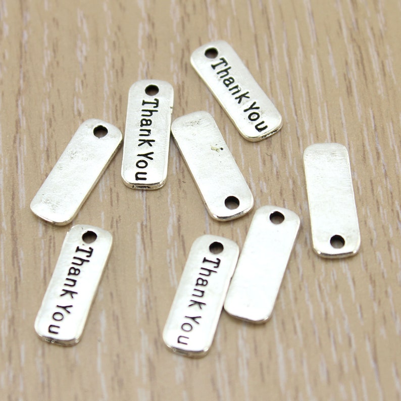 10pcs Thank you charm word charm,Antique silver charm